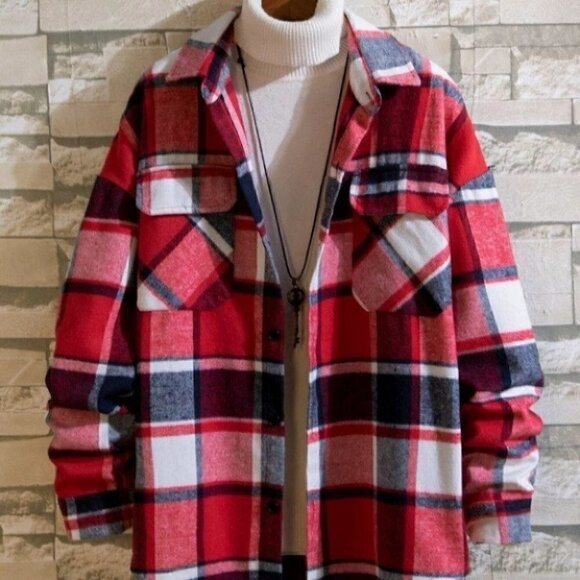 Casual Plaid Men's Coat - Picture 1 of 3